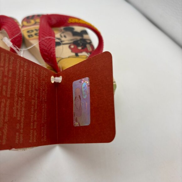 Havaianas Disney Retro Mickey Mouse Print Toddler Flip Flops Beige/Red Size 9C - Picture 9 of 10